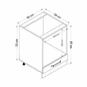 Minar Mutfak Alt Modül 1 Kapaklı 60cm Ank Dolap Beyaz  - B1