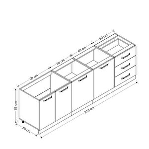 Minar 270 Cm Mutfak Dolabı Beyaz 270-b1-alt Modül