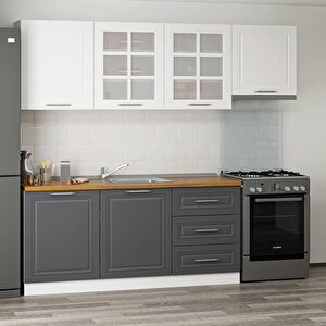 Mi̇nar 240 Cm Mebran C Mutfak Dolabi Beyaz Antrasi̇t 240-mcba2