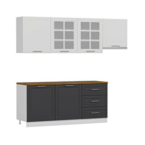 Mi̇nar 240 Cm Mebran C Mutfak Dolabi Beyaz Antrasi̇t 240-mcba2