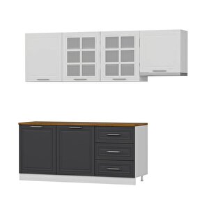 Mi̇nar 240 Cm Mebran C Mutfak Dolabi Beyaz Antrasi̇t 240-mcba2