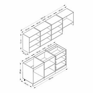 Mi̇nar 240 Cm Mebran C Mutfak Dolabi Beyaz Antrasi̇t 240-mcba2