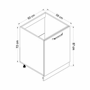 Minar Mutfak Alt Modül 1 Kapaklı 60cm Ank Dolap Beyaz /dore - D1