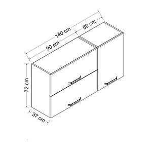 Minar 140 Cm Mutfak Dolabı Beyaz 140-b2-üst Modül