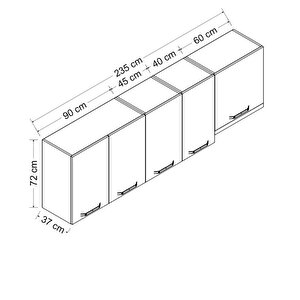 Minar 235 Cm Mutfak Dolabı Beyaz 235-b4-üst Modül