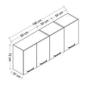 Minar 190 Cm Mutfak Dolabı Beyaz 190-b1-üst Modül