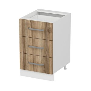 Minar Mutfak Alt Modül 3 Çekmeceli Nray 50cm Dolap Beyaz /dore - D1