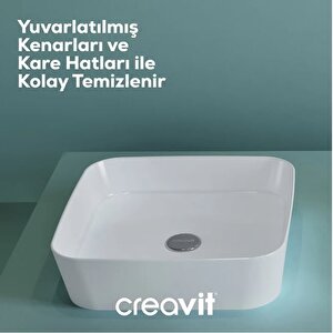 Lp040 Loop Kare Çanak Lavabo 40 Cm Selçuklu Rölyef Uygulamalı
