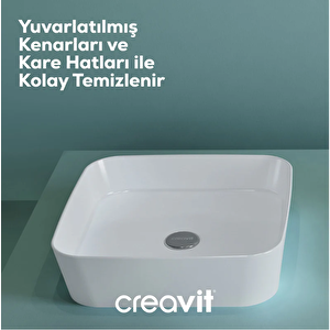 Creavit Lp040 Loop Kare Çanak Lavabo 40 Cm Selçuklu Rölyef Uygulamalı
