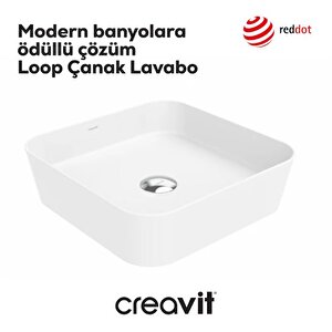 Creavit Lp040 Loop Kare Çanak Lavabo 40 Cm Selçuklu Rölyef Uygulamalı