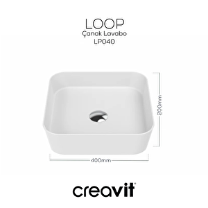 Creavit Lp040 Loop Kare Çanak Lavabo 40 Cm Selçuklu Rölyef Uygulamalı
