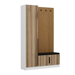 Minar Kale Dekor Panel 1 Kapaklı 1b Raf Portmanto + Ayakkabılık Minderli Beyaz Dore Plus