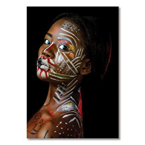 Ahşap Tablo Afrikalı Boyalı Kadın 35x50 cm