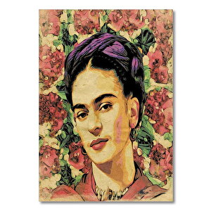 Ahşap Tablo Frida Kahlo Çiçek Desenli 50x70 cm