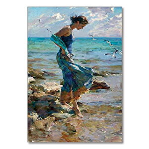 Ahşap Tablo Deniz Martı Kadın 50x70 cm