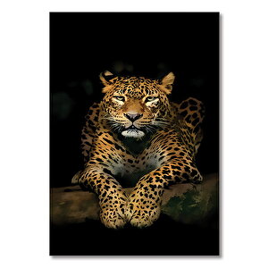 Ahşap Tablo Ava Hazırlanan Leopar 25x35 cm