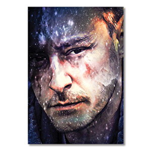 Ahşap Tablo Bilim Kurgu Adam Resmi Fütüristik 35x50 cm