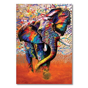 Ahşap Tablo Afrika Renkleri Fil 25x35 cm
