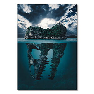 Ahşap Tablo Gizemli Ada Yok Olma 35x50 cm