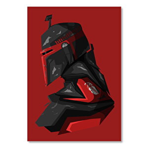 Ahşap Tablo Star Wars Kırmızı Zeminde Kask 50x70 cm