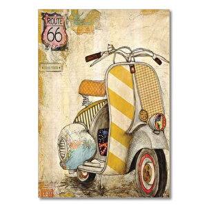 Ahşap Tablo Sesteki Vespa Motor 25x35 cm