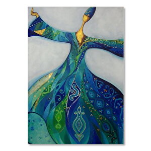 Ahşap Tablo Semazen Ebruli Görsel 35x50 cm