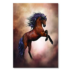 Ahşap Tablo Şaha Kalkmış Kahverengi At 50x70 cm