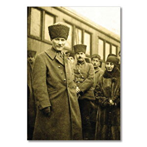Ahşap Tablo Atatürk Halide Edip Adıvar 25x35 cm