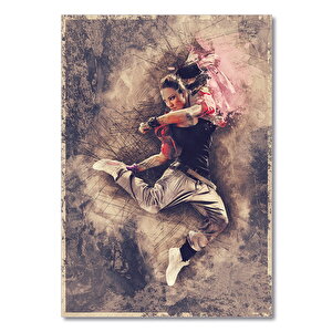 Ahşap Tablo Uzakdoğu Dövüşçü Kadın 25x35 cm