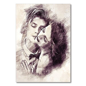 Ahşap Tablo İki Aşık Çizim 25x35 cm
