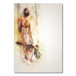 Ahşap Tablo Salıncakta Çizim Kız 25x35 cm