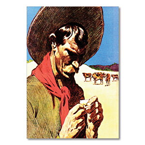 Ahşap Tablo Kovboy Sigara 25x35 cm