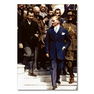 Ahşap Tablo Mustafa Kemal Atatürk Beraberindeki Heyet 50x70 cm