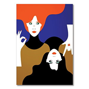 Ahşap Tablo İllustration İkiz Kadınlar 50x70 cm