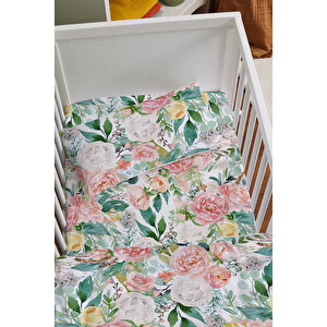Anne Yanı Beşik Nevresim Takımı (60x100) - Iconic Serisi - Somon Çiçekler
