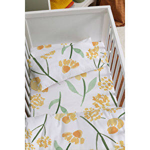 Anne Yanı Beşik Nevresim Takımı (60x100) - Iconic Serisi - Sarı Bahar Çiçekleri