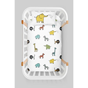 Anne Yanı Beşik Nevresim Takımı (60x100) - Iconic Serisi - Doodle Animal