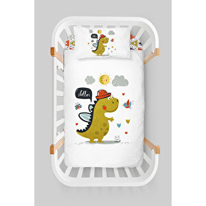 Anne Yanı Beşik Nevresim Takımı (60x100) - For Baby Serisi - Sevimli Dinozor