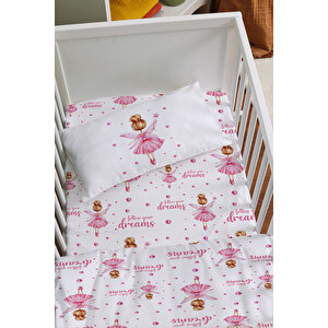 Anne Yanı Beşik Nevresim Takımı (60x100) - For Baby Serisi - Topuzlu Pembe Peri