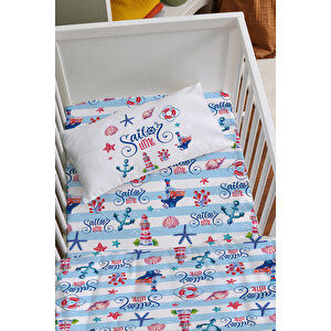 Anne Yanı Beşik Nevresim Takımı (60x100) - For Baby Serisi - Mavi Denizci