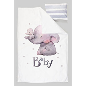 Organik Bebek Nevresim Takımı (100x150) - Pure Baby Serisi - Oyuncu Filler