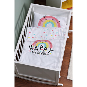 Anne Yanı Beşik Nevresim Takımı (60x100) - Pure Baby Serisi - Happy Rainbow