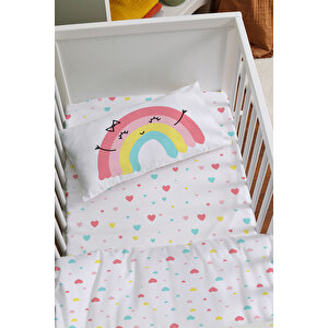 Anne Yanı Beşik Nevresim Takımı (60x100) - Pure Baby Serisi - Happy Rainbow
