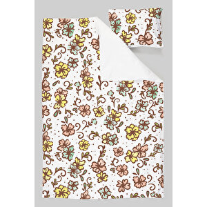 Organik Bebek Nevresim Takımı (100x150) - Iconic Serisi - Pastel Renkli Çiçekler
