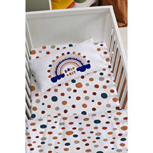 Anne Yanı Beşik Nevresim Takımı (60x100) - For Baby Serisi - Ponponlu Bohem Gökkuşağı