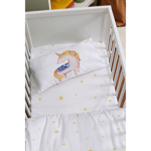 Anne Yanı Beşik Nevresim Takımı (60x100) - Pure Baby Serisi - Yıldızlar Altında Unicorn