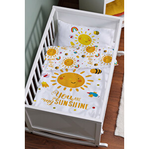 Anne Yanı Beşik Nevresim Takımı (60x100) - For Baby Serisi - Gülen Pastel Güneş