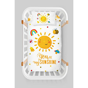 Anne Yanı Beşik Nevresim Takımı (60x100) - For Baby Serisi - Gülen Pastel Güneş