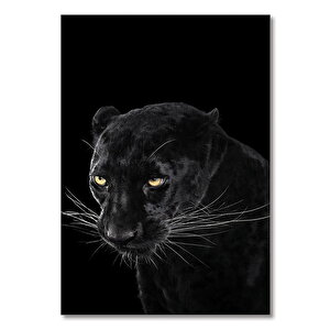 Ahşap Tablo Jaguar Siyah Zeminde 50x70 cm