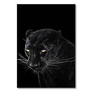 Ahşap Tablo Jaguar Siyah Zeminde 35x50 cm